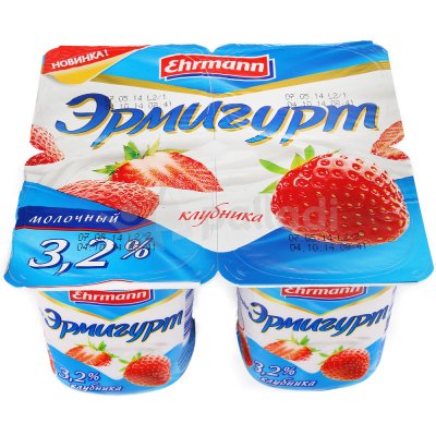 Йогурт Эрмигурт 3.2% клубника 115г (4шт)