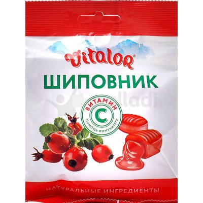 Леденцовая карамель Vitalor 60г Шиповник с витамином С 