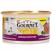 Корм для кошек GourmeT Gold 85г нежные биточки с ягненком и зеленой фасолью