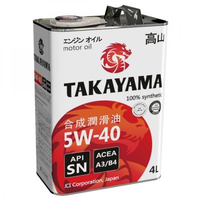 Масло моторное 5W40 SN/CF A3/B4 TAKAYAMA 4л синтетическое
          Артикул: 605045