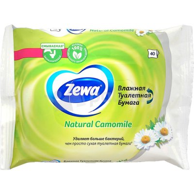 Бумага туалетная влажная ZEWA Ромашка 40шт