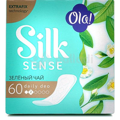Прокладки гигиенические ежедневные Ola Silk Зеленый чай 60шт