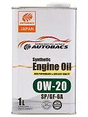 Моторное масло 0W20 SP/GF-6A AUTOBACS ENGINE OIL SYNTHETIC 1л Сингапур
          Артикул: A00032423