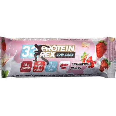 Батончик Protein Rex low carb 33% протеиновый 60г Клубничный десерт