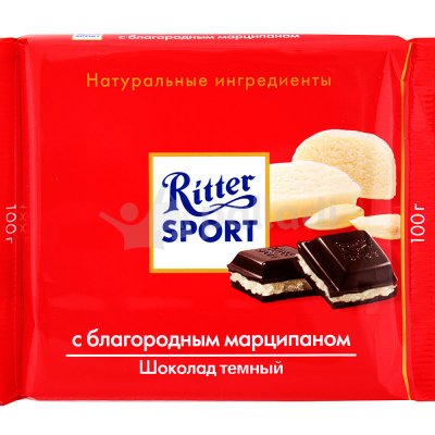 Шоколад Ritter SPORT 100г Темный с марципаном 