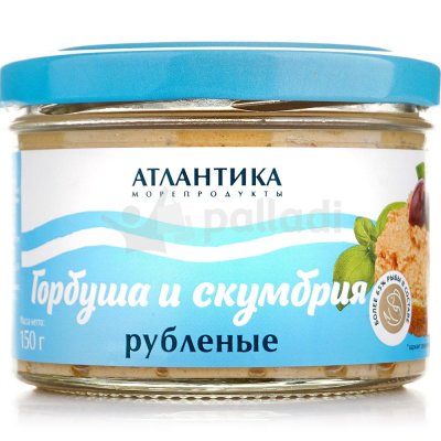 Горбуша и скумбрия Атлантика 150г рубленые
