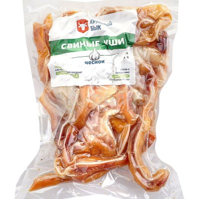 Ушки свиные Красный Бык с чесноком 100г 