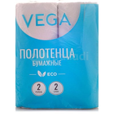Полотенца бумажные VEGA 2-х слойные 2 рулона (1/12)