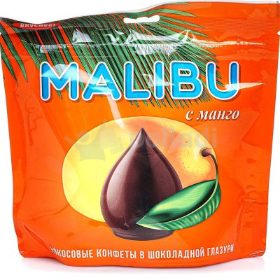 Конфеты Malibu кокосовые в шоколадной глазури 140г манго