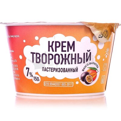 Крем творожный ГринАгро 7% 150г манго и маракуйя