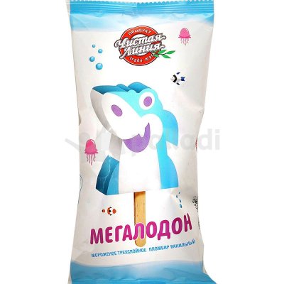 Мороженое Чистая Линия пломбир Мегалодон 65г