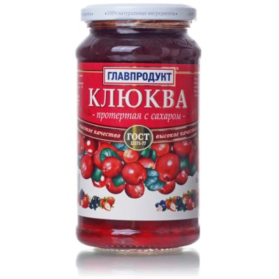 Клюква ГлавПродукт 550г протертая с сахаром ст/б 
