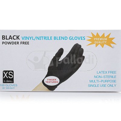 Перчатки хозяйственные винил/нитрил BLACK GLOVES 100шт размер XS