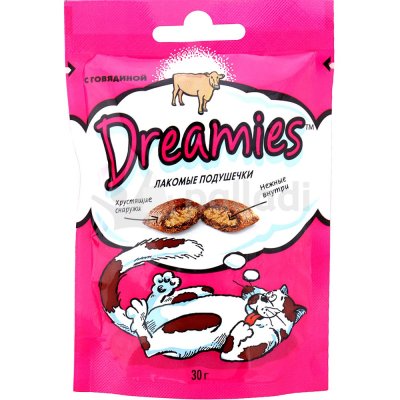 Корм для кошек Dreamies 30г подушечки с говядиной