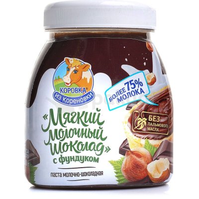 Паста шоколадно-молочная Коровка из Кореновки 330г мягкий с фундуком