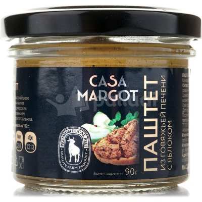 Паштет CASA MARGOT 90г из говяжьей печени с яблоком