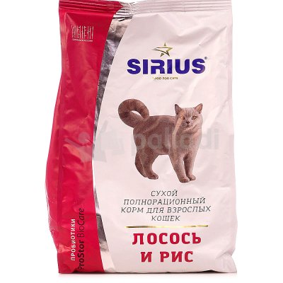 Корм сухой для кошек Лосось и рис 1,5 кг Sirius