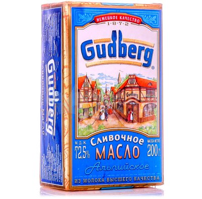 Масло сливочное Gudberg 200г 72,5% 