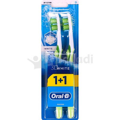 Зубная щетка ORAL-B 3D White Отбеливание средняя 1+1