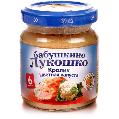 Мясное пюре Бабушкино лукошко 100г кролик цветная капуста с 6 месяцев