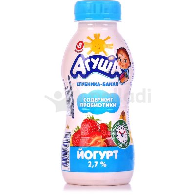 Йогурт Агуша 2,7% 180г клубника/банан 1/12