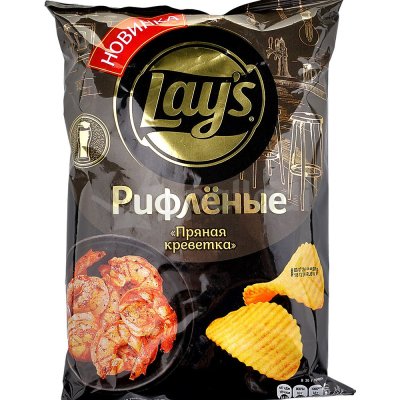 Чипсы Лейс 90г пряная креветка рифленая 