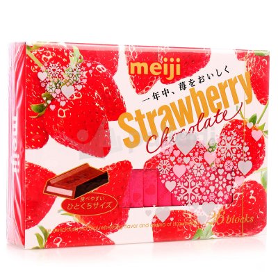 Шоколад Meiji 120г молочный с клубничной начинкой