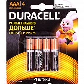 Батарейки Duracell Basic, тип AAA/LR03, 1,5V,4шт (1/12)