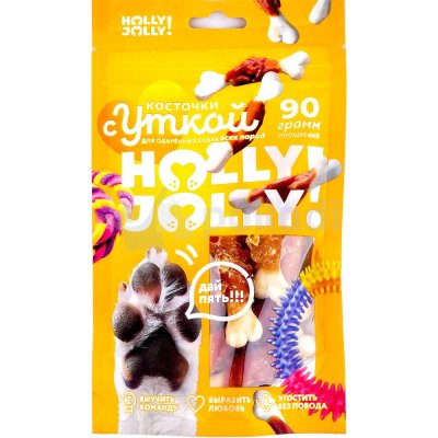 Holly Jolly! Лакомство для собак всех пород косточки с уткой 90г