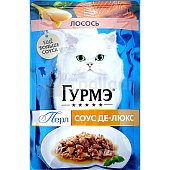 Корм для кошек Гурмэ Перл соус де-люкс 75г с лососем